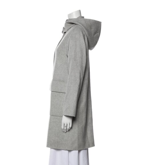 THEORY Gray Hooded Coat Wool/Cashmere blend size small EUC - Picture 3 of 4